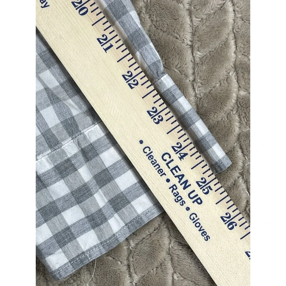 J. Crew Button Down Mens L Gray Gingham Secret Wash Stretch AA265